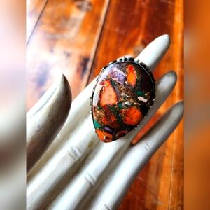 Multicolor Gemstone Statement Ring - Adjustable Modern Ring - Only one available